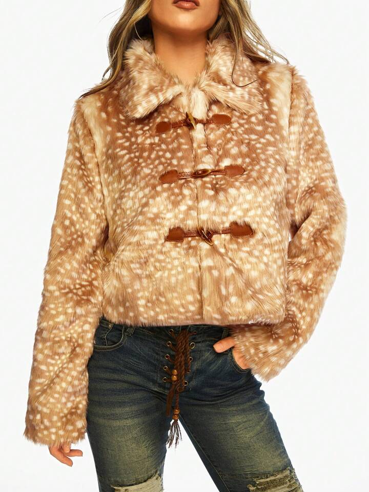 Faux Doe Print Coat